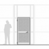 Porta in alluminio e feltro inserita nel pannello- cm 90x210h