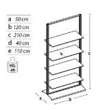 Accessorio  espositivo SIDEROS'  "piani in vetro" cm120x50x210h.