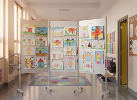 Composizione su ruote Expo pannelli in lamiera punzonata.1