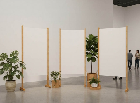 Pannelli espositivi autoportanti con struttura in legno e  lastra in swedboard stampabile o in osb