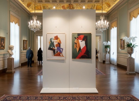 Parete espositiva autoportante modulare e bifacciale per pinacoteche e gallerie d'arte della LINEA OSTENDO