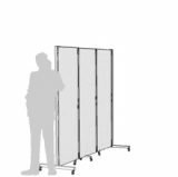 Sistema espositivo su ruote modulare e bifacciale 3 pannelli Clipper Roller.MD