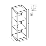 Vetrina espositiva smontabile CLIPPER "vetro plastico"cm 65x65x200h.
