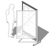 Bacheca  autoportante su ruote  fondo in DIBOND per biadesivo MD-ALBA-D2R