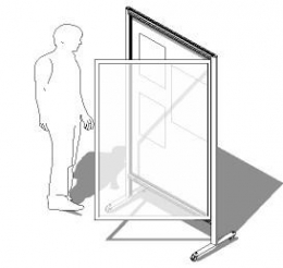 Bacheca autoportante su ruote fondo in SUGHERO per puntine MD-ALBASU-D2R