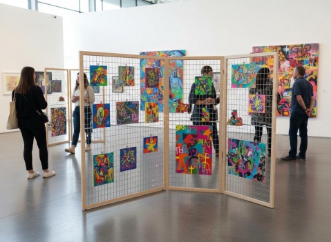 Pannello griglia con telaio in legno